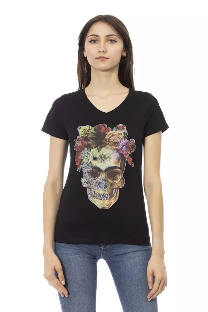 Trussardi Action Chic V-Neck Tee with Front Print