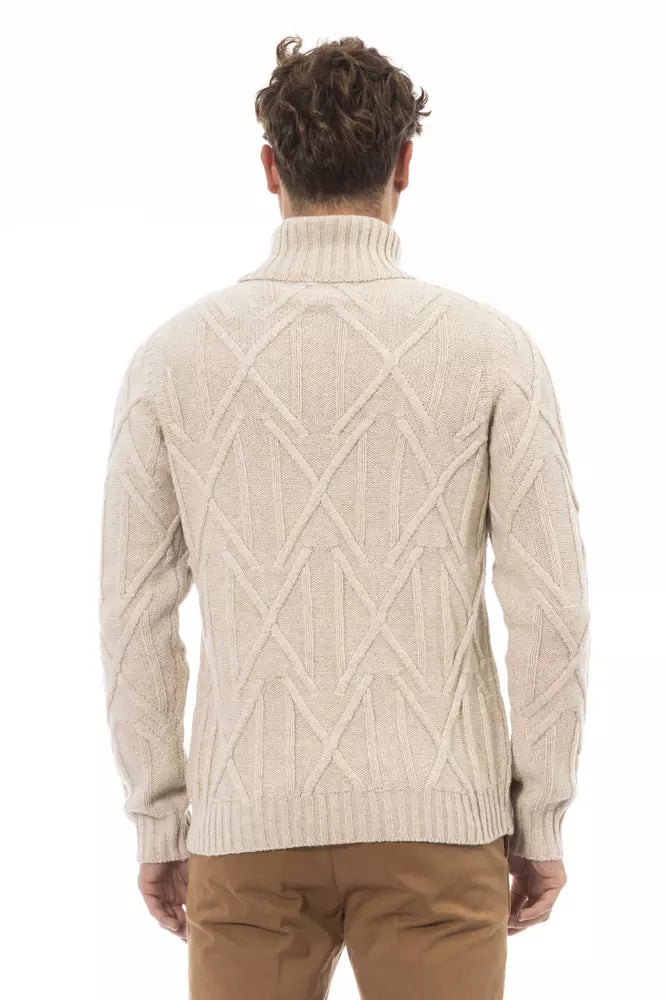 Alpha Studio Beige Turtleneck Sweater - Winter Elegance