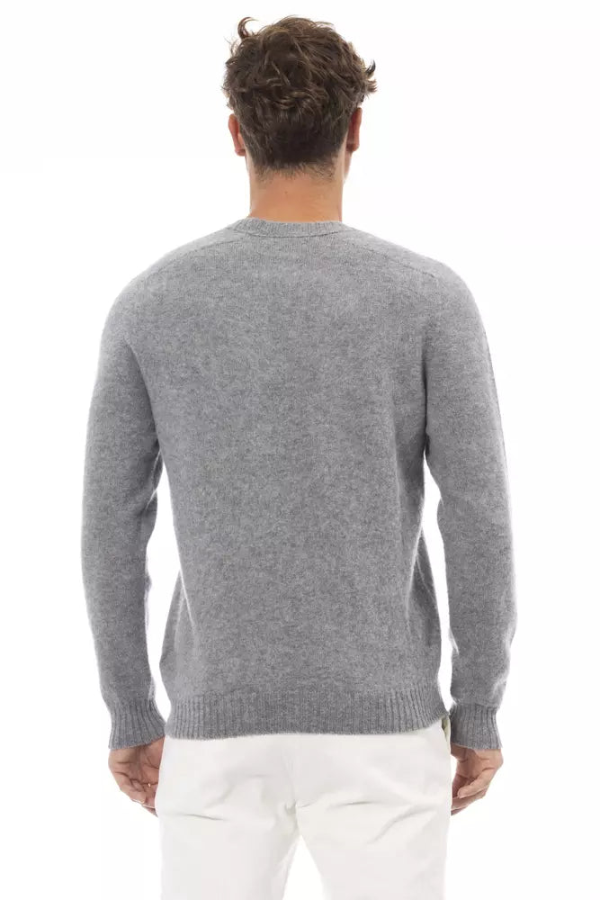 Alpha Studio Charcoal Crewneck Luxury Sweater