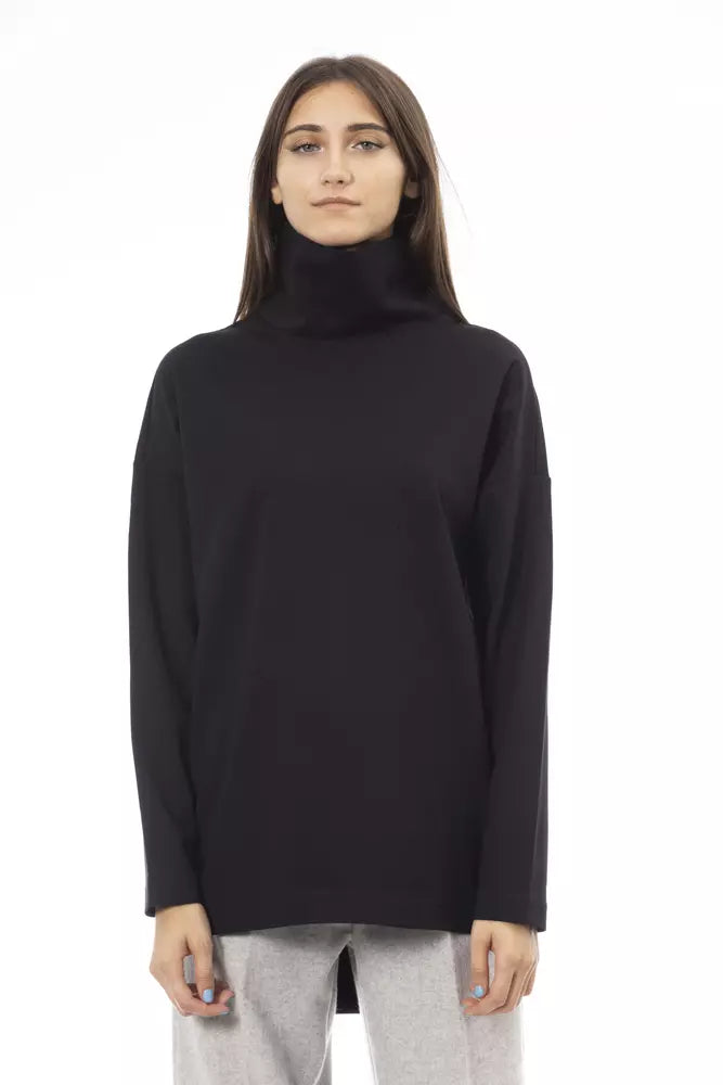 Alpha Studio Elegant Black Turtleneck Sweater