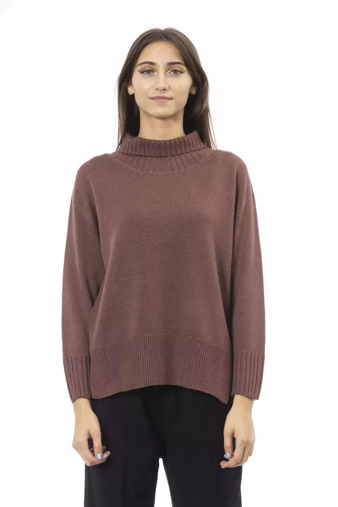 Alpha Studio Chic Turtleneck Sweater with Side Slits