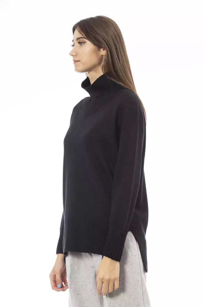 Alpha Studio Chic Turtleneck Sweater with Side Slits