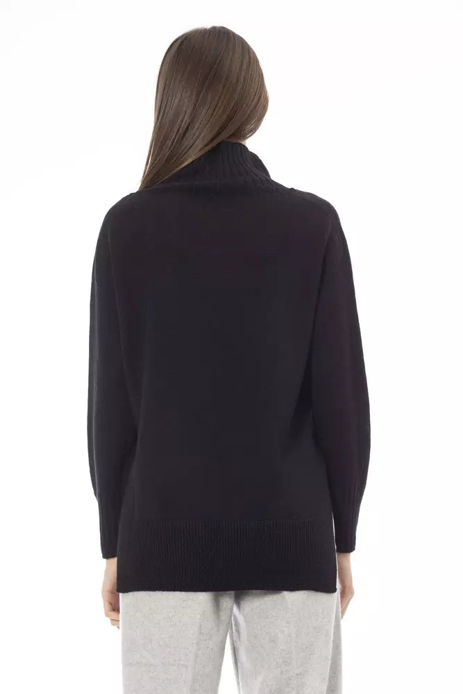 Alpha Studio Chic Turtleneck Sweater with Side Slits