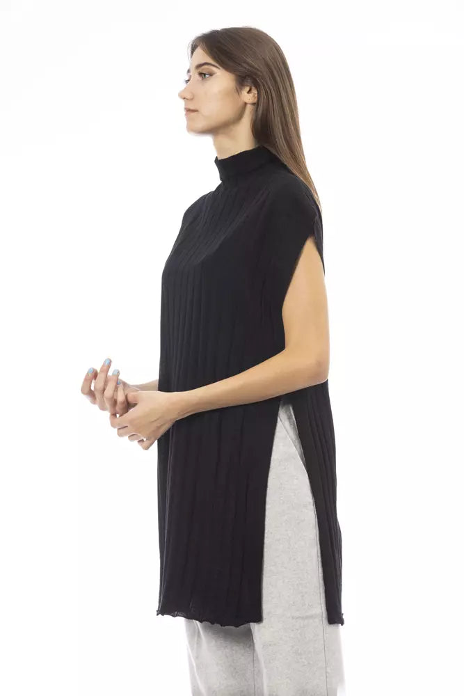 Alpha Studio Elegant Turtleneck Sweater with Side Slits