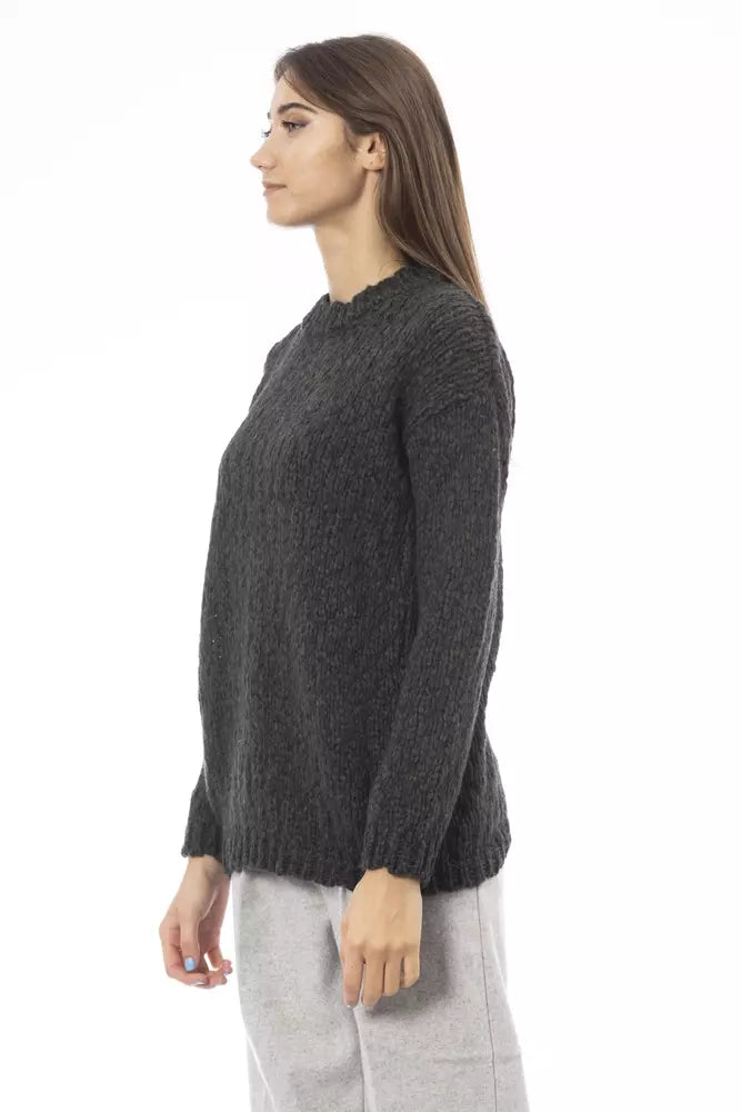 Alpha Studio Emerald Elegance Crew Neck Sweater