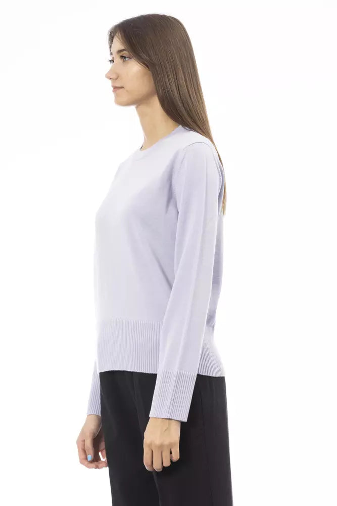 Alpha Studio Elegant Silver Crew Neck Sweater