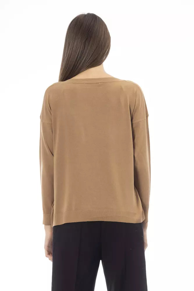 Alpha Studio Chic Beige Crew Neck Sweater