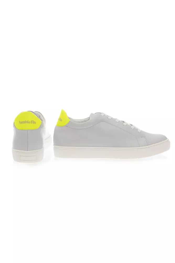 Pantofola D'Oro Elegant White Monocolor Leather Sneakers