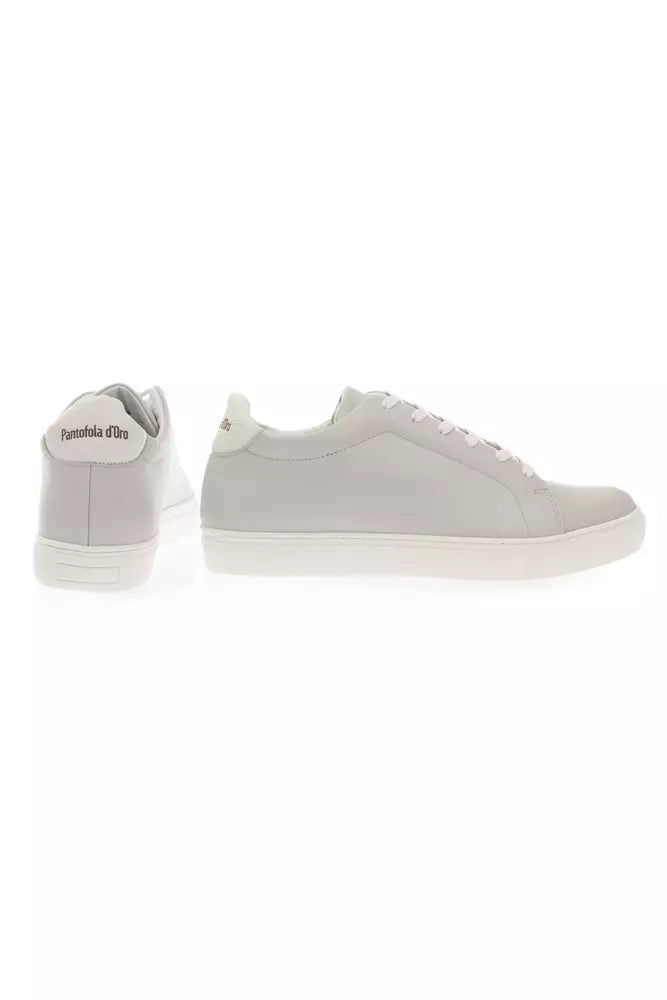 Pantofola D'Oro Elegant Gray Leather Sneakers with Contrasting Logo