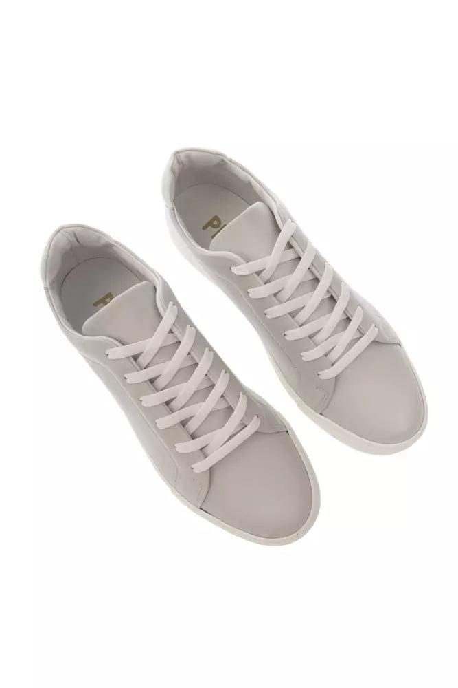 Pantofola D'Oro Elegant Gray Leather Sneakers with Contrasting Logo