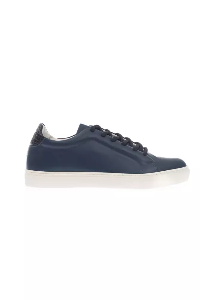 Pantofola D'Oro Elegant Blue Monochrome Leather Sneakers