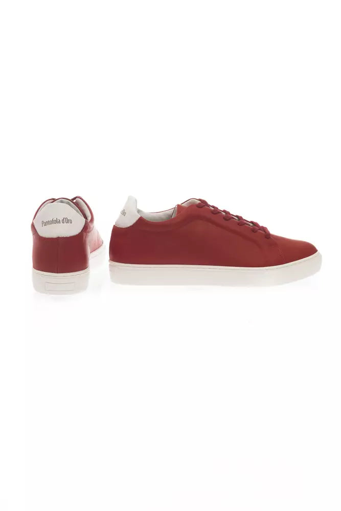 Pantofola D'Oro Elegant Red Leather Monocolor Sneakers