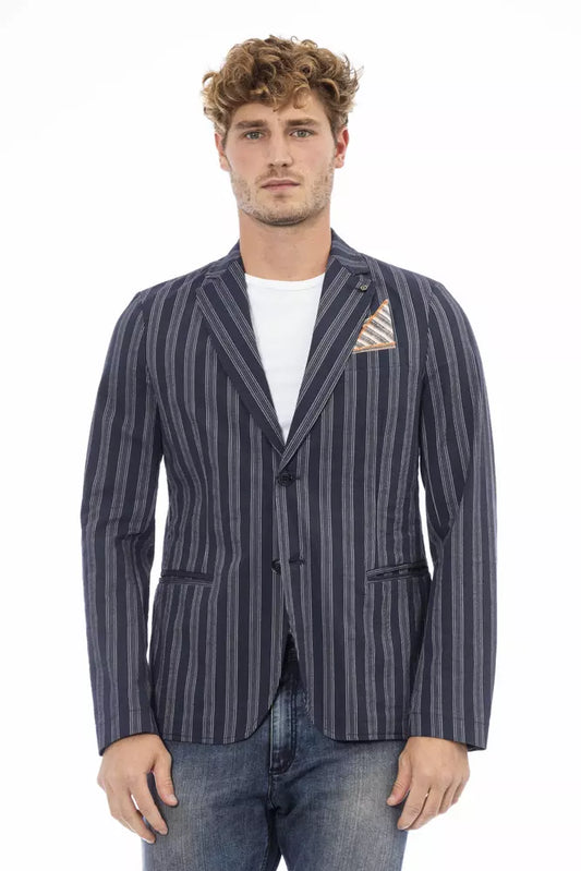 Distretto12 Chic Blue Cotton-Blend Classic Jacket