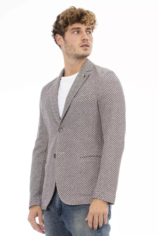 Distretto12 Chic Beige Fabric Jacket with Classic Appeal