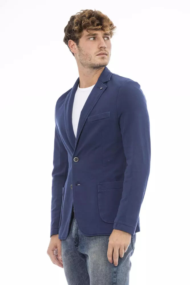 Distretto12 Chic Blue Cotton Blend Fabric Jacket