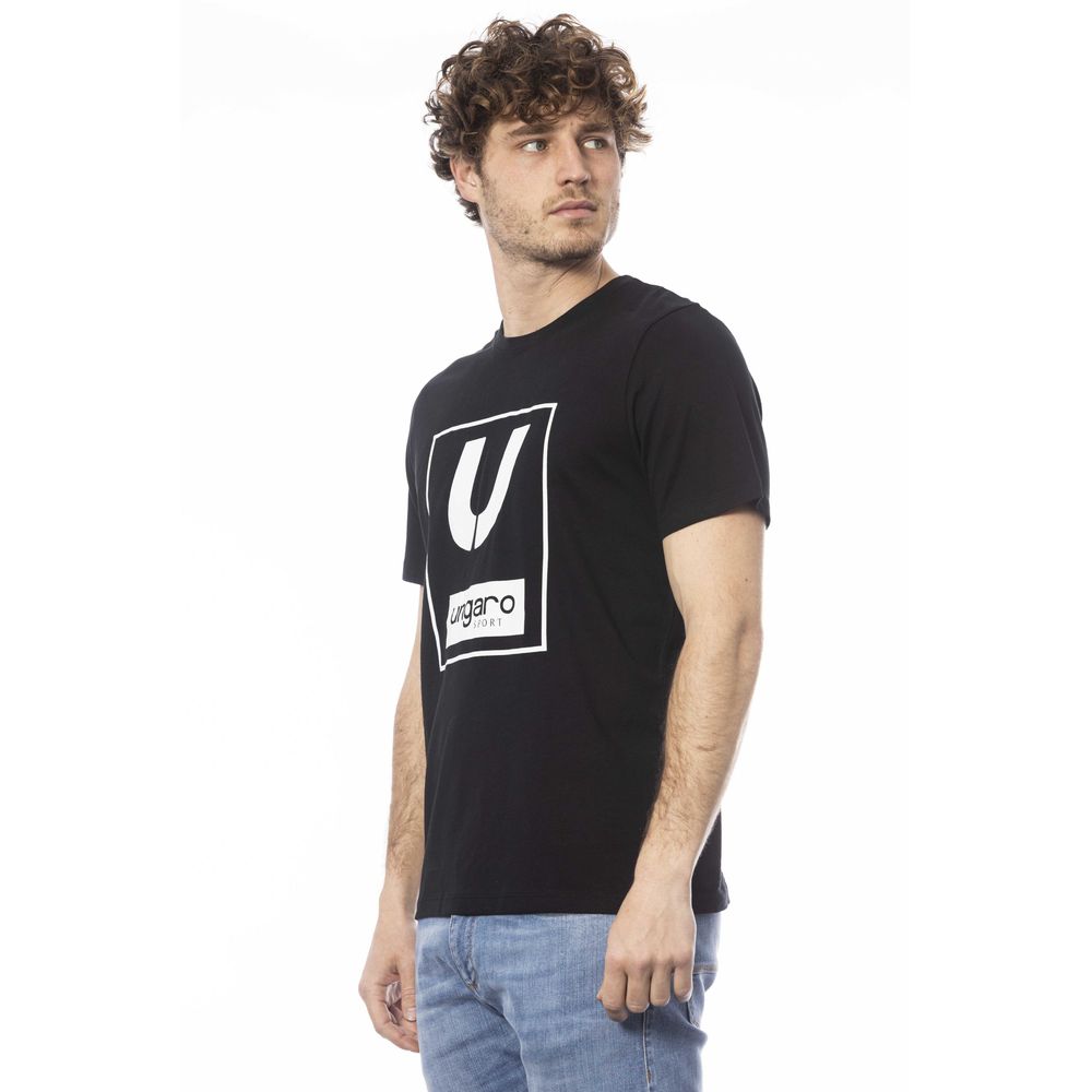 Ungaro Sport Sleek Black Cotton Crew Neck Tee