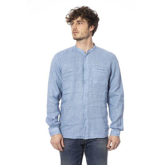 Distretto12 Elegant Linen Mandarin Collar Shirt