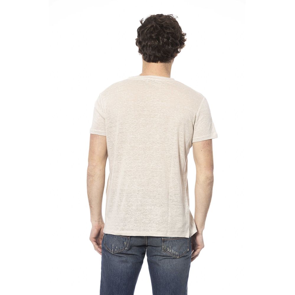 Distretto12 Beige Crew Neck Cotton T-Shirt