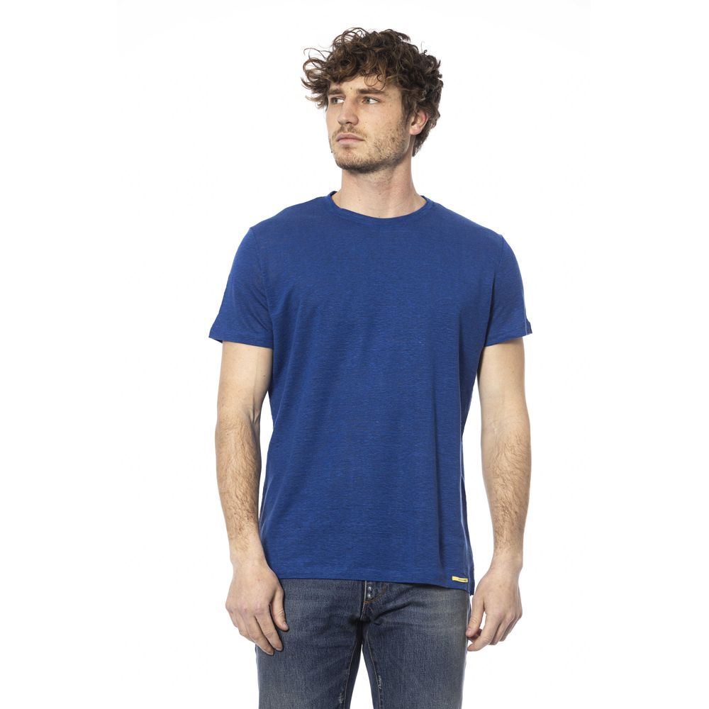 Distretto12 Sleek Crew Neck Cotton Tee – Perfect Blue