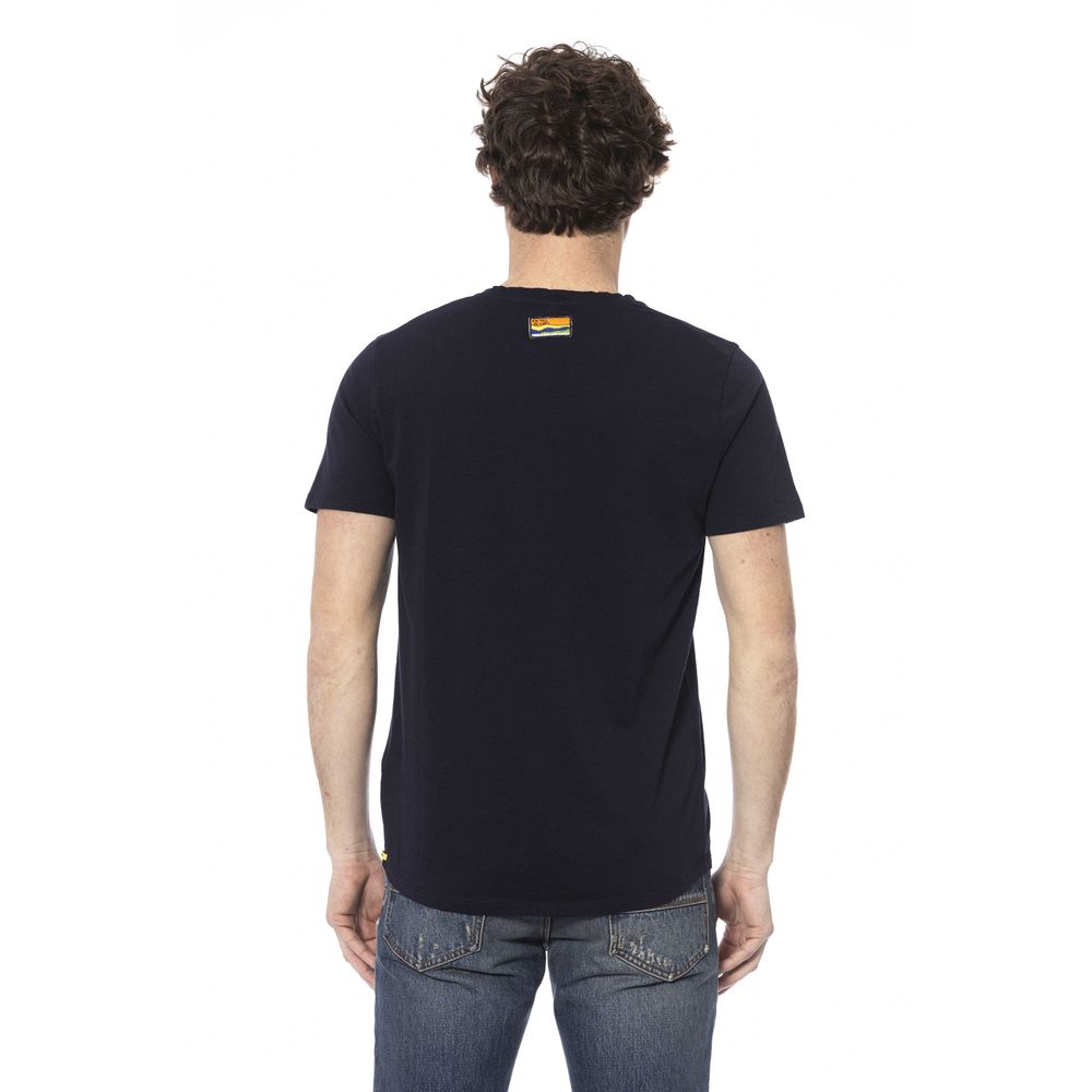 Distretto12 Chic Blue Crew Neck Cotton Tee