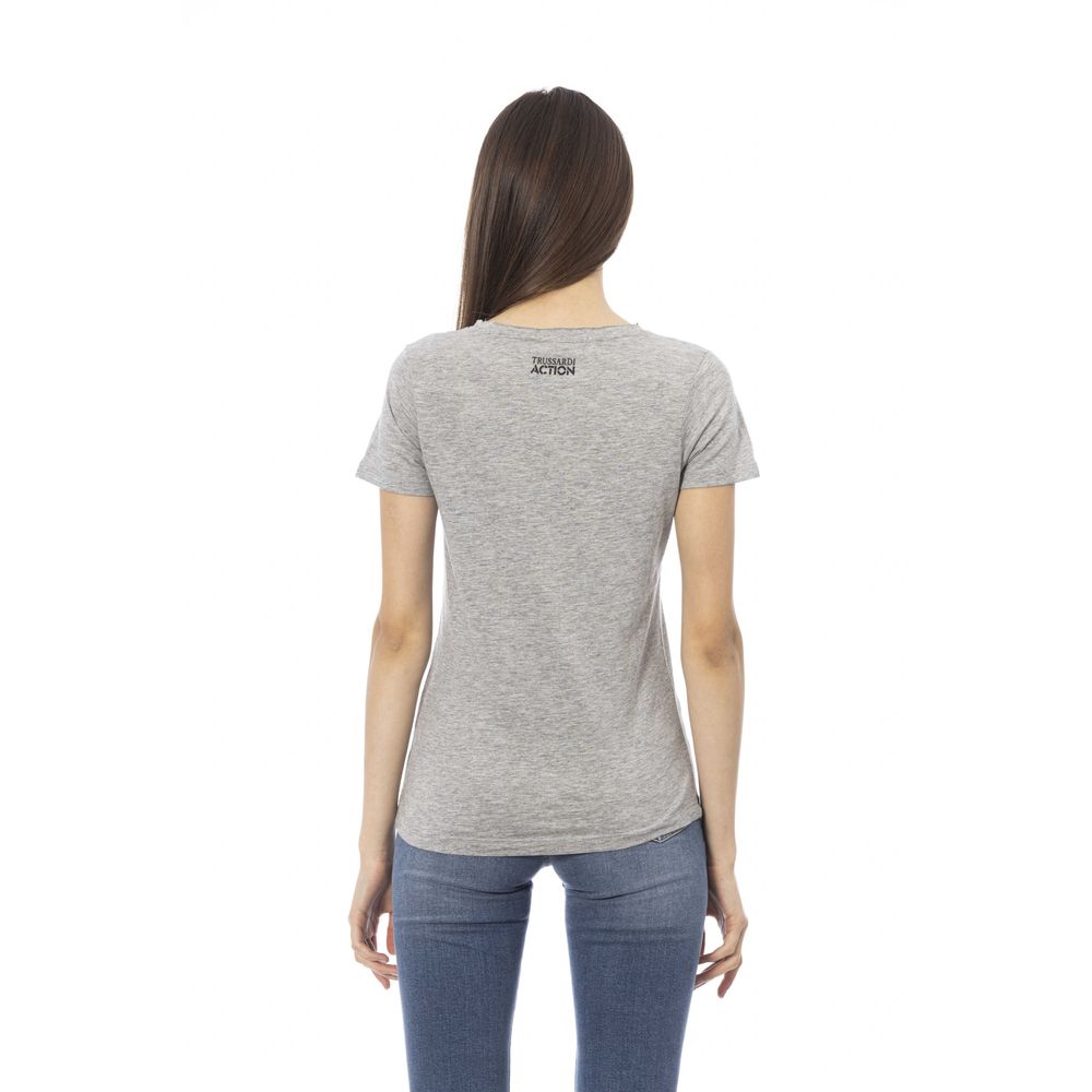 Trussardi Action Chic Gray Short Sleeve Round Neck Tee