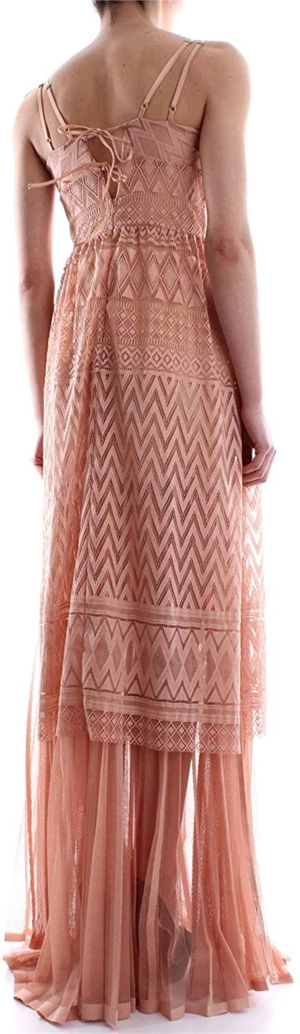 Guess By Marciano Elegant Pink Lace Evening Dress with Pleats