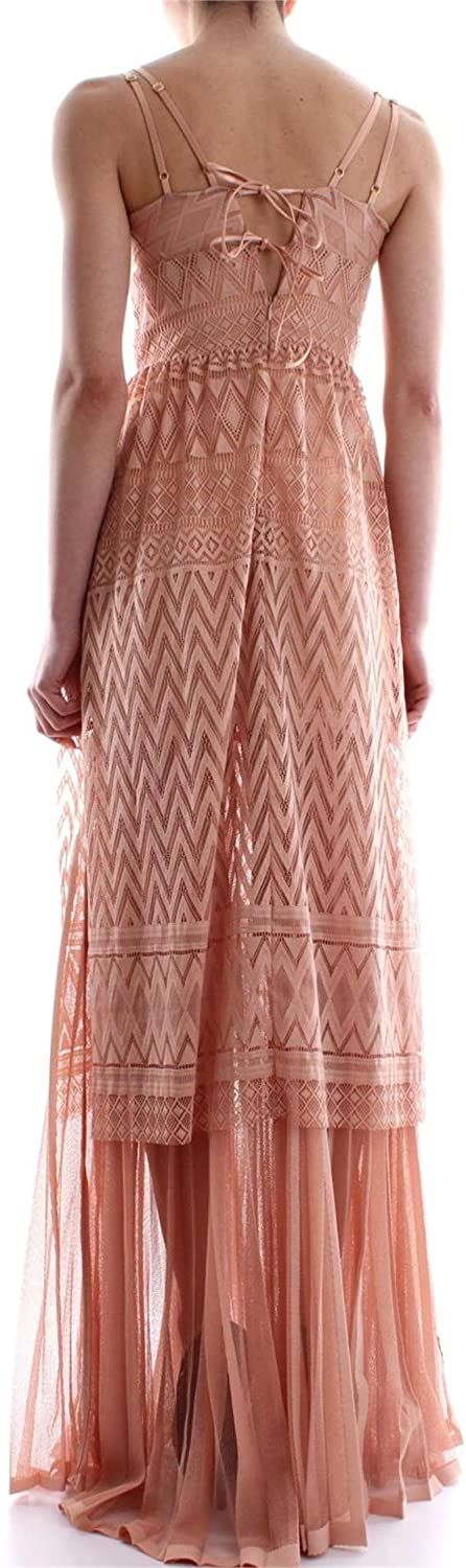 Guess By Marciano Elegant Pink Lace Evening Dress with Pleats