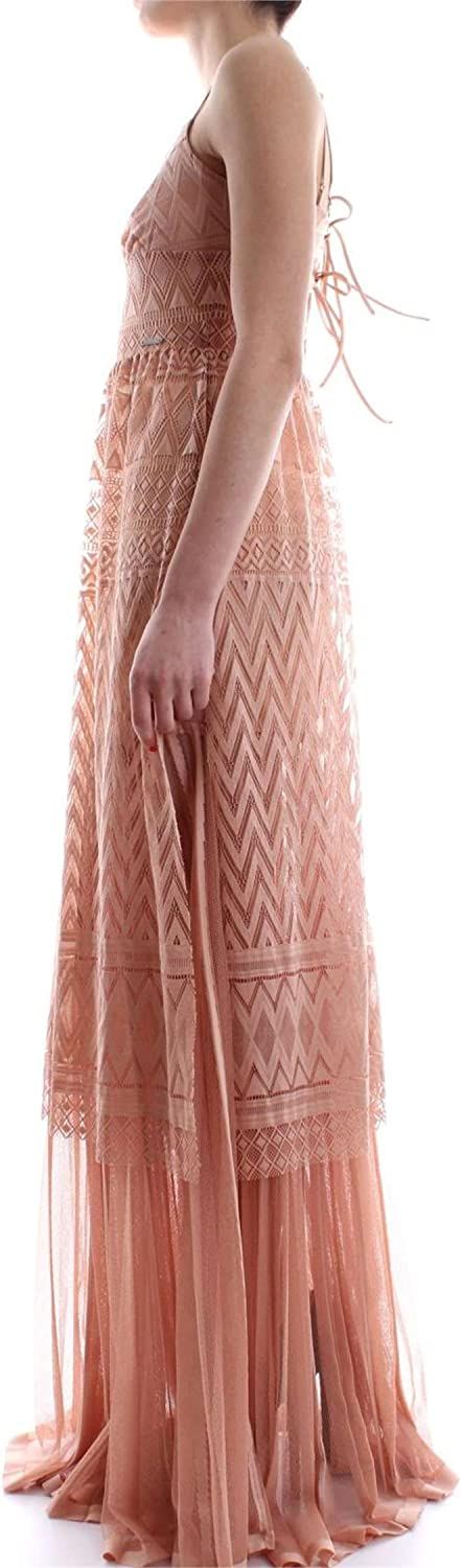 Guess By Marciano Elegant Pink Lace Evening Dress with Pleats