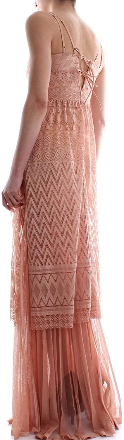 Guess By Marciano Elegant Pink Lace Evening Dress with Pleats