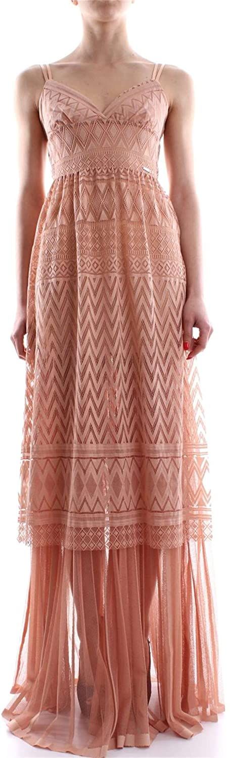 Guess By Marciano Elegant Pink Lace Evening Dress with Pleats