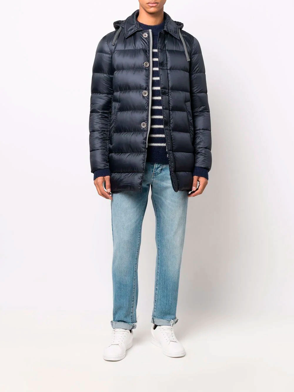 Herno Elegant Navy Quilted Down Coat