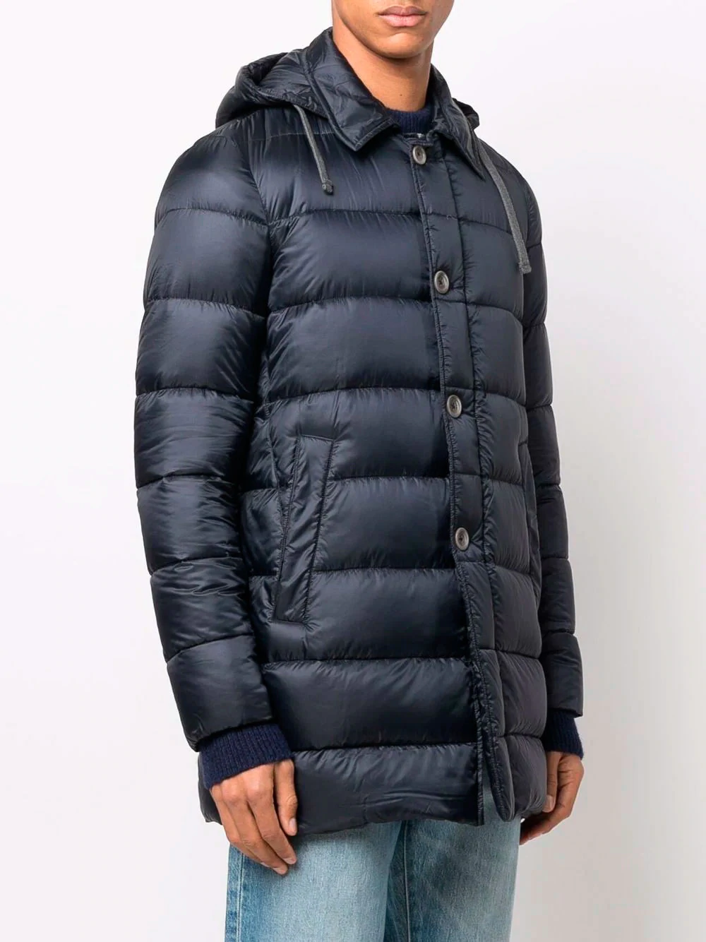 Herno Elegant Navy Quilted Down Coat