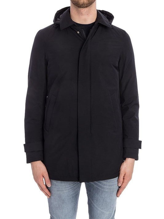 Herno Elegant Black Down Jacket with Removable Hood