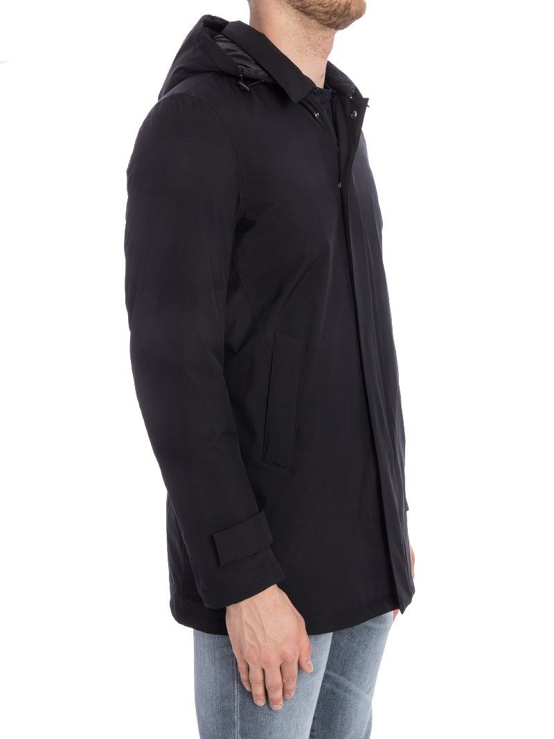 Herno Elegant Black Down Jacket with Removable Hood