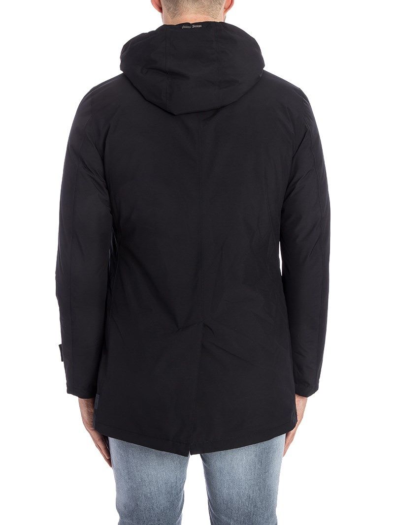 Herno Elegant Black Down Jacket with Removable Hood