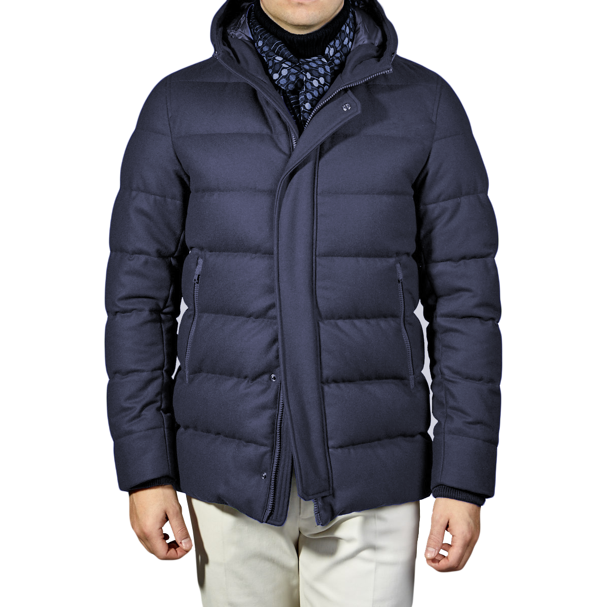 Herno Sleek Wool-Blend Down Jacket with Hood