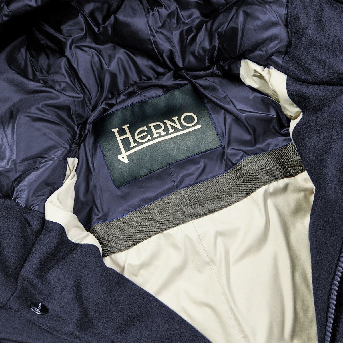 Herno Sleek Wool-Blend Down Jacket with Hood