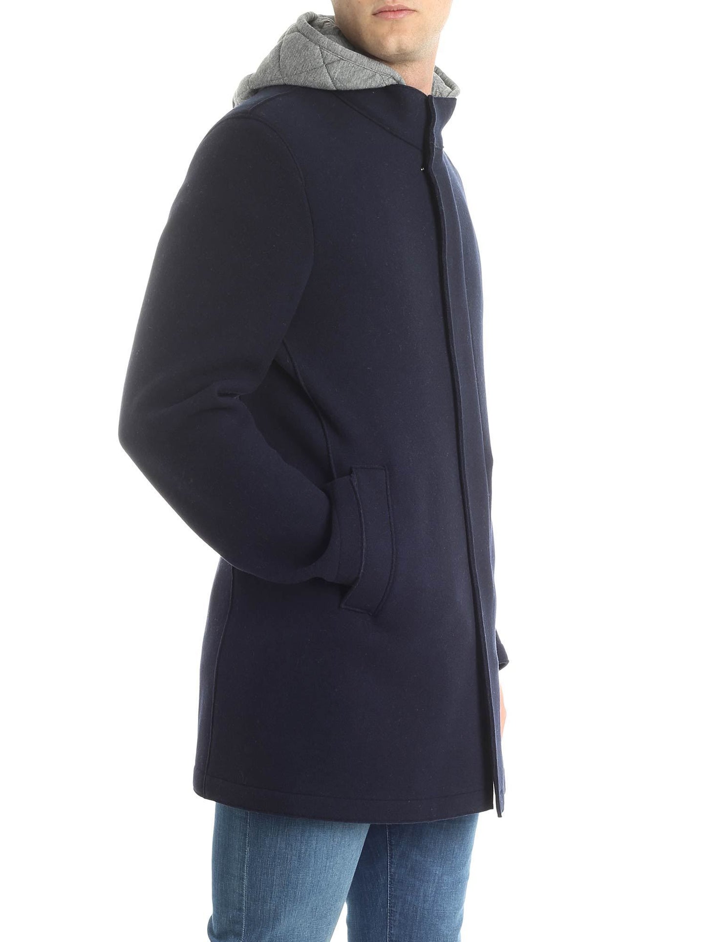 Herno Chic Blue Resort Coat with Detachable Hood