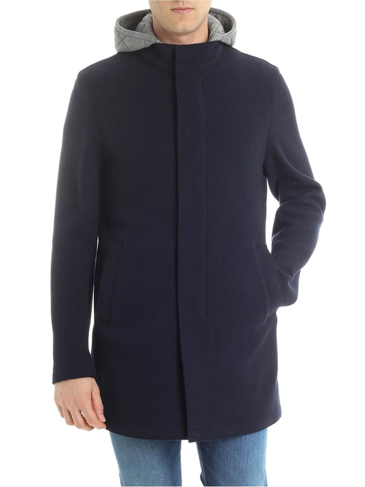 Herno Chic Blue Resort Coat with Detachable Hood