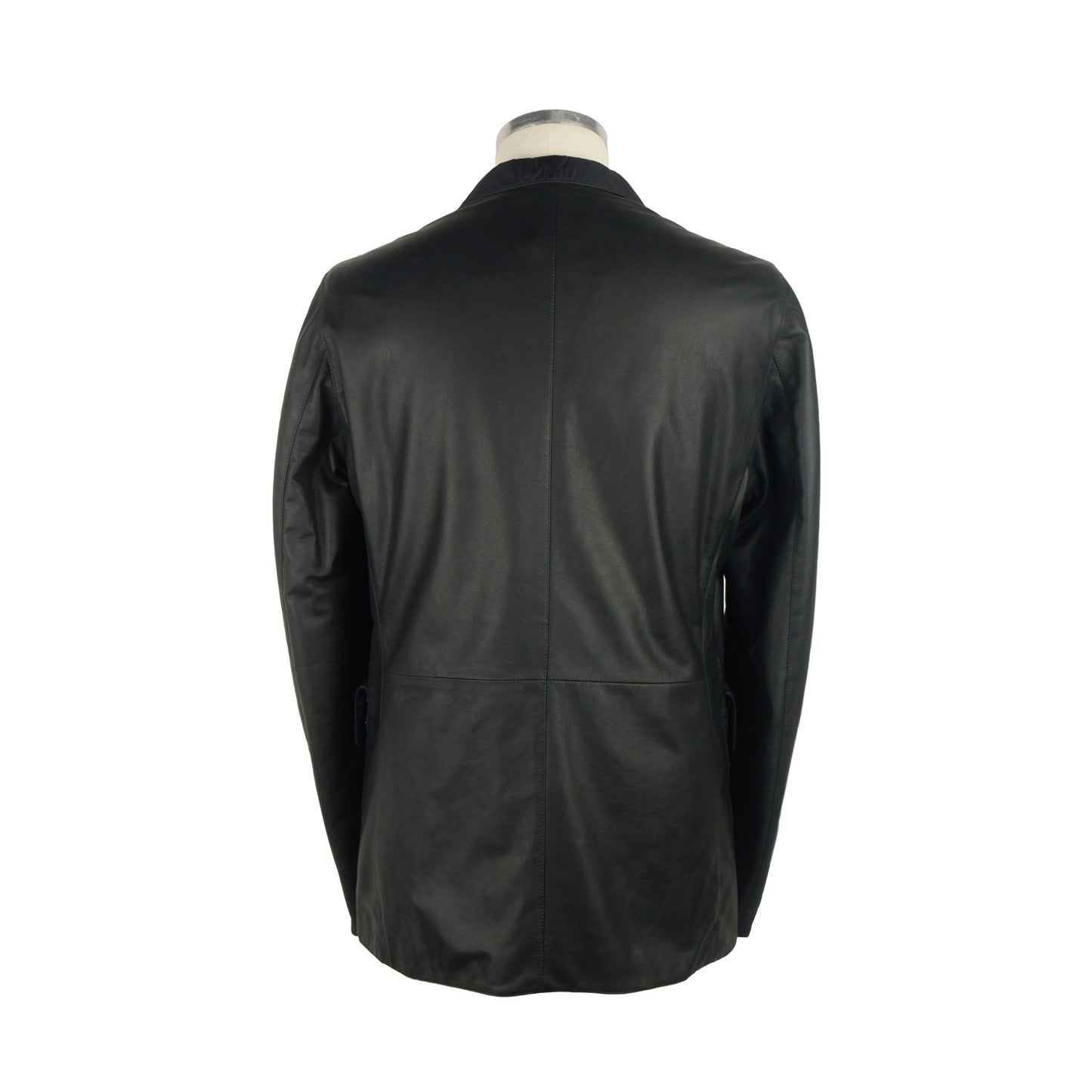 Herno Elegant Men's Leather Jacket with Classic Collar