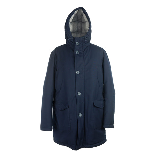 Herno Elegant Hooded Men's Down Jacket in Blue