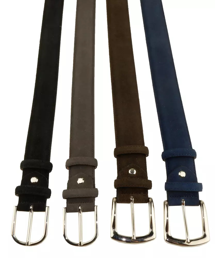 Made in Italy Elegant Quad of Suede Calfskin Belts