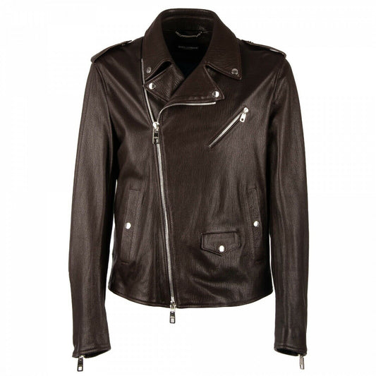 Dolce & Gabbana Exquisite Lamb Leather Biker Jacket