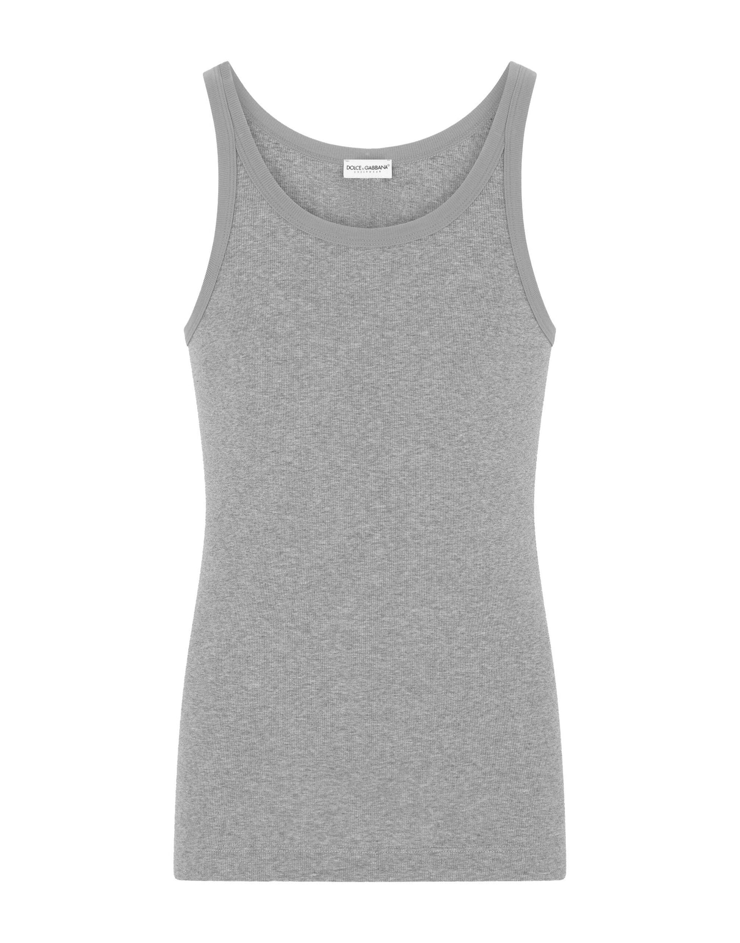 Dolce & Gabbana Sleek Grey Ribbed Sleeveless Cotton Tank Top