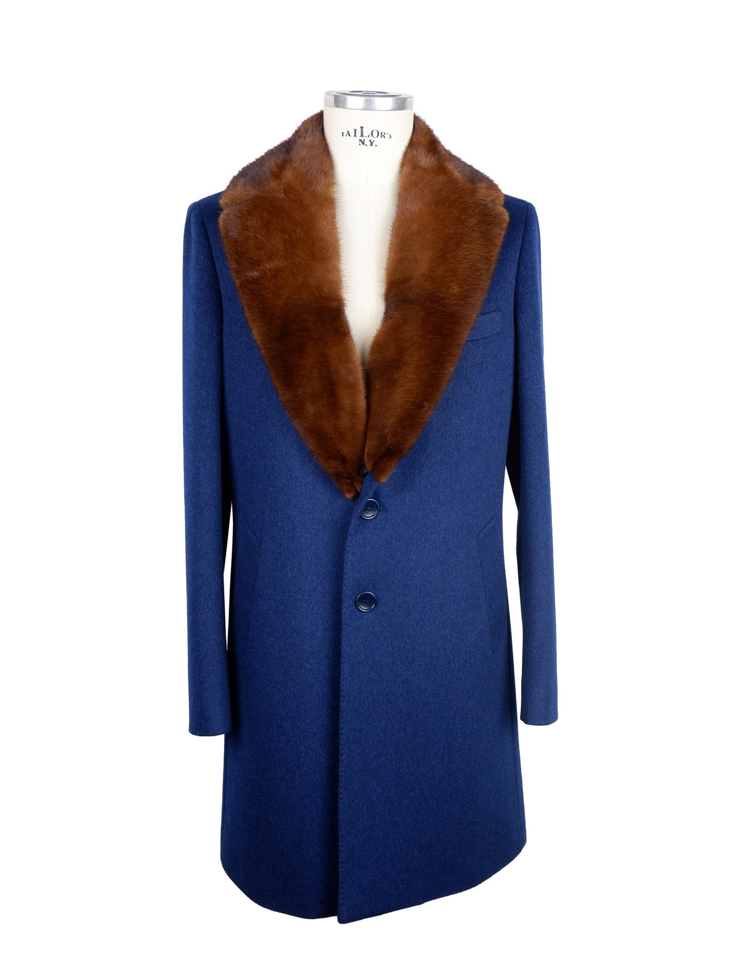 Made in Italy Elegant Virgin Wool Coat with Mink Fur