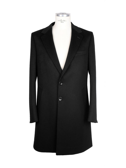 Made in Italy Elegant Black Virgin Wool Coat