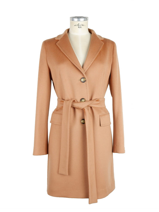 Made in Italy Elegant Beige Virgin Wool Coat