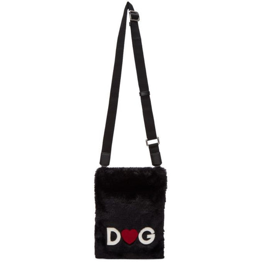 Dolce & Gabbana Elegant Black Shoulder Bag with Calf Leather Accents