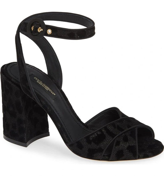 Dolce & Gabbana Elegant Leopard Print Ankle-Strap Sandals