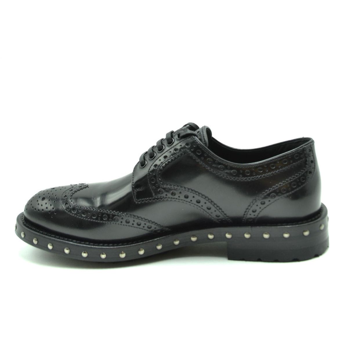 Dolce & Gabbana Studded Sole Derby Lace-Up Calfskin Shoes